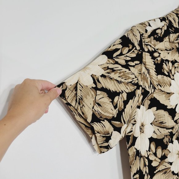 Alfred Dunner Vintage Hawaiian Short Sleeve Blouse Pads Top Button Front Retro - Picture 2 of 12